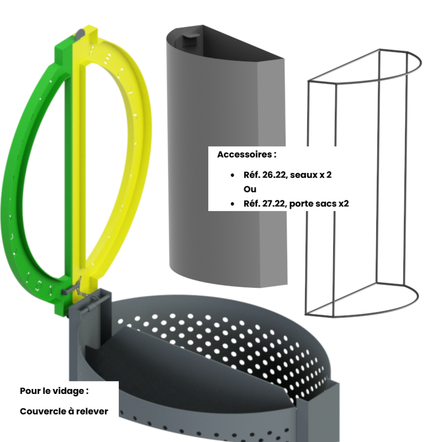 Corbeille Korrigan métal & H.P.L